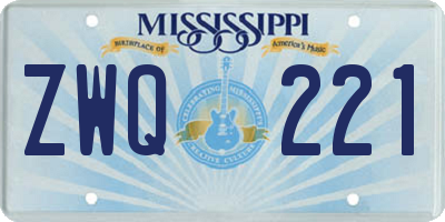 MS license plate ZWQ221