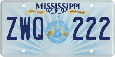 MS license plate ZWQ222