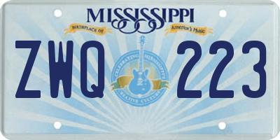 MS license plate ZWQ223