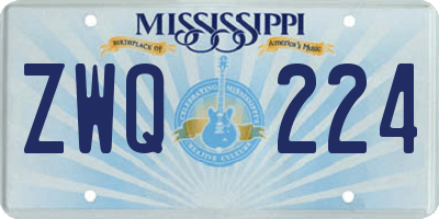 MS license plate ZWQ224