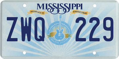 MS license plate ZWQ229