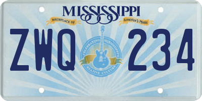 MS license plate ZWQ234