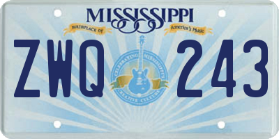 MS license plate ZWQ243
