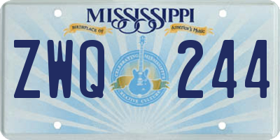 MS license plate ZWQ244