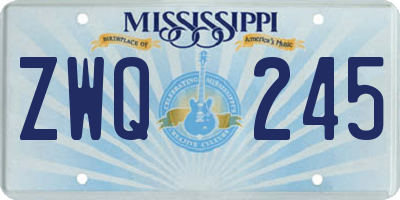 MS license plate ZWQ245