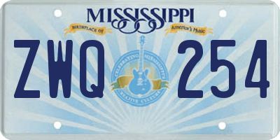 MS license plate ZWQ254