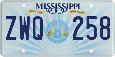 MS license plate ZWQ258