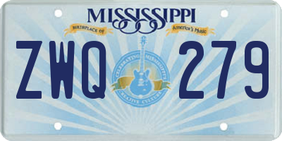MS license plate ZWQ279