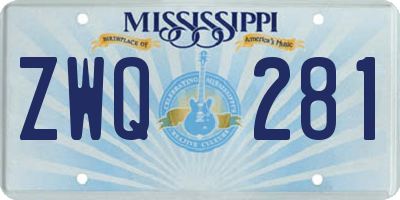 MS license plate ZWQ281