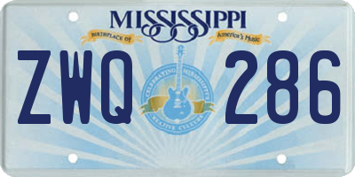 MS license plate ZWQ286