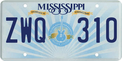 MS license plate ZWQ310