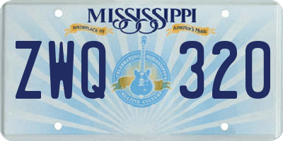MS license plate ZWQ320