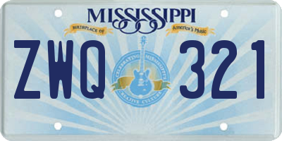 MS license plate ZWQ321
