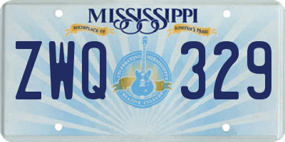 MS license plate ZWQ329