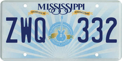 MS license plate ZWQ332
