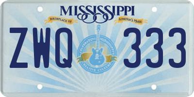 MS license plate ZWQ333