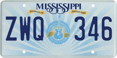 MS license plate ZWQ346