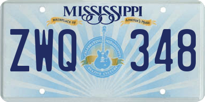 MS license plate ZWQ348