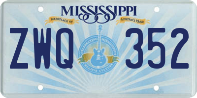 MS license plate ZWQ352