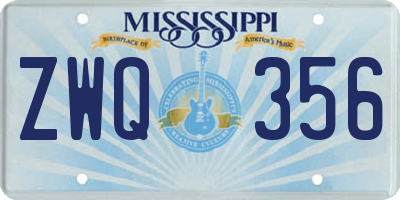 MS license plate ZWQ356