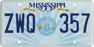 MS license plate ZWQ357
