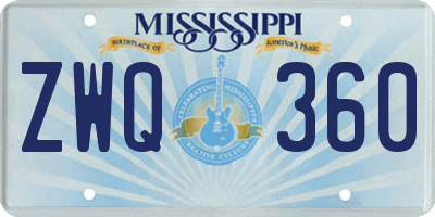 MS license plate ZWQ360