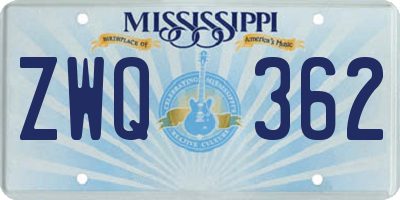 MS license plate ZWQ362