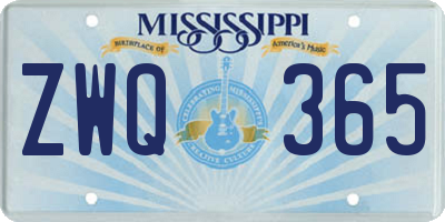 MS license plate ZWQ365