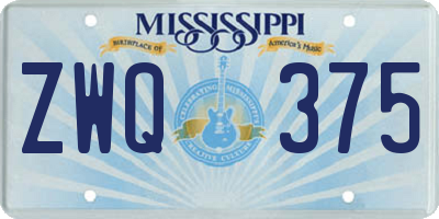 MS license plate ZWQ375