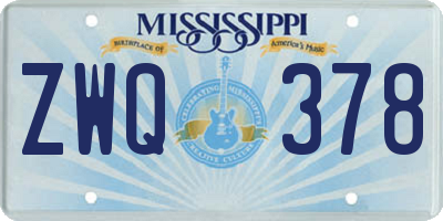 MS license plate ZWQ378
