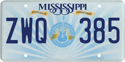 MS license plate ZWQ385