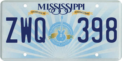 MS license plate ZWQ398