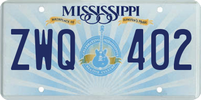 MS license plate ZWQ402