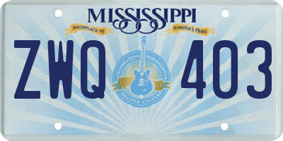 MS license plate ZWQ403