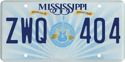 MS license plate ZWQ404