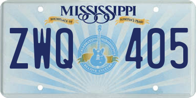 MS license plate ZWQ405