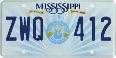MS license plate ZWQ412