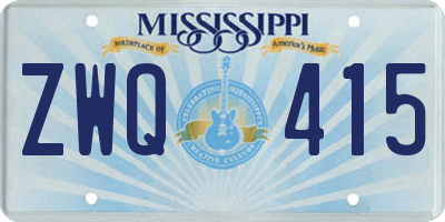 MS license plate ZWQ415