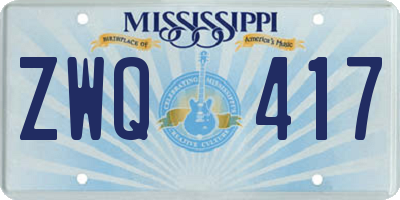 MS license plate ZWQ417