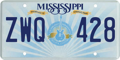 MS license plate ZWQ428