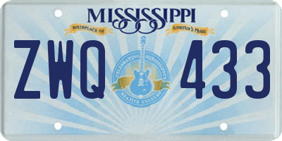 MS license plate ZWQ433