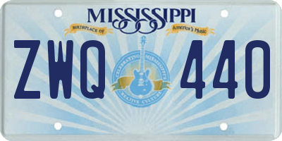 MS license plate ZWQ440