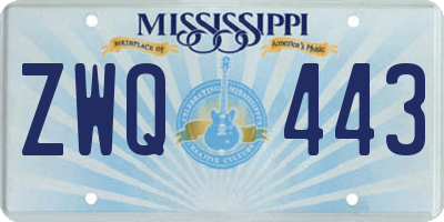 MS license plate ZWQ443