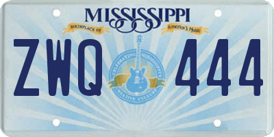 MS license plate ZWQ444
