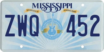 MS license plate ZWQ452