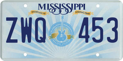 MS license plate ZWQ453