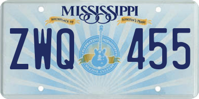MS license plate ZWQ455