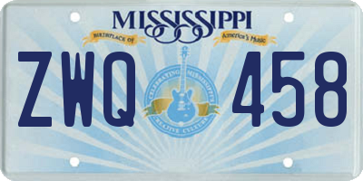 MS license plate ZWQ458
