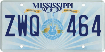 MS license plate ZWQ464