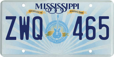 MS license plate ZWQ465